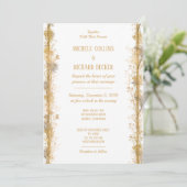Chic Gold Botanical Border Wedding Einladung (Stehend Vorderseite)