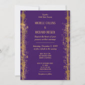 Chic Gold Botanical Border Wedding Einladung (Vorderseite)