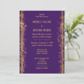 Chic Gold Botanical Border Wedding Einladung (Stehend Vorderseite)