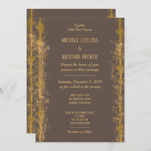 Chic Gold Botanical Border Wedding Einladung