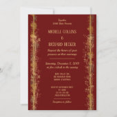 Chic Gold Botanical Border Wedding Einladung (Vorderseite)