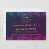 Chic Gold Botanical Quinceñera Party Einladung (Vorderseite)