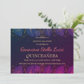 Chic Gold Botanical Quinceñera Party Einladung (Stehend Vorderseite)