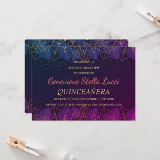 Chic Gold Botanical Quinceñera Party Einladung