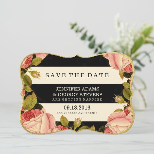 CHIC GOLD | BOTANISCH SAVE THE DATE (Stehend Vorderseite)