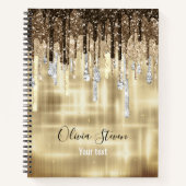 Chic gold braune Tropfen Glitzer Monogramm Notizblock (Vorderseite)