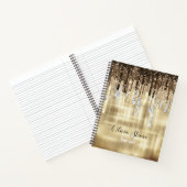 Chic gold braune Tropfen Glitzer Monogramm Notizblock (Innenseite)