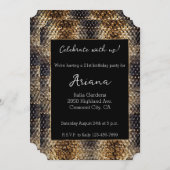 Chic Gold Bronze Black Snake Skin Einladung (Vorne/Hinten)