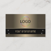 Chic Gold Brown Black Stilvoll mit Logos und Foto Visitenkarte (Vorderseite)