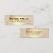 Chic Gold Brush Stroke | Chic Leather Background Mini Visitenkarte (Vorne/Hinten)