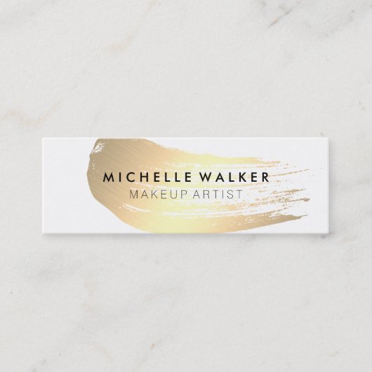 Chic Gold Brush Stroke Mini Visitenkarte (Vorderseite)