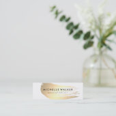 Chic Gold Brush Stroke Mini Visitenkarte (Stehend Vorderseite)