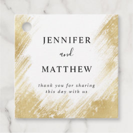 Chic Gold Brush Stroke Wedding Geschenkanhänger