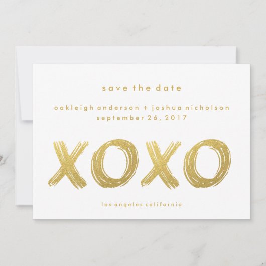 Chic Gold Brush Stroke | XOXO Einfach Save the Dat Date (Vorderseite)