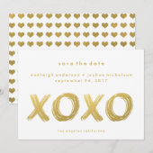 Chic Gold Brush Stroke | XOXO Einfach Save the Dat Date (Vorne/Hinten)
