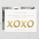 Chic Gold Brush Stroke | XOXO-Foto Save the Date (Vorne/Hinten)