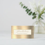 Chic Gold Brushed Metallic Script Beruflich Visitenkarte (Stehend Vorderseite)