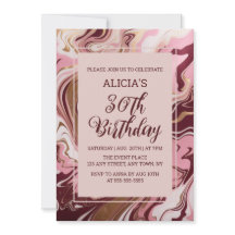 Chic Gold Burgundy Pink Marble Fluid 30. Geburtsta