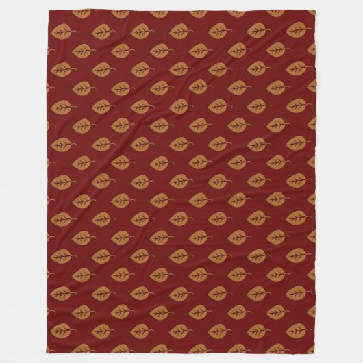 Chic Gold Burgundy Red Leaf Boho Throw Blanket Fleecedecke (Vorderseite)