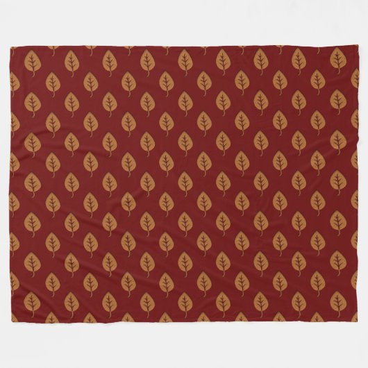 Chic Gold Burgundy Red Leaf Boho Throw Blanket Fleecedecke (Vorderseite (Horizontal))
