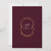 Chic Gold Burgundy Script Einladung (Rückseite)