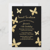 Chic Gold Butterflies Sweet 16 Einladungen (Vorderseite)