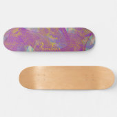 Chic Gold Butterfly Aqua Violet Muster Skateboard (Horizontal)