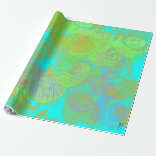 Chic Gold Butterfly Aquamarine Geschenkpapier (Ungerollt)
