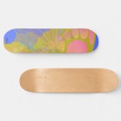 Chic Gold Butterfly Bleu Peach Skateboard (Horizontal)