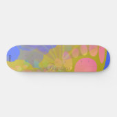 Chic Gold Butterfly Bleu Peach Skateboard (Horizontal)