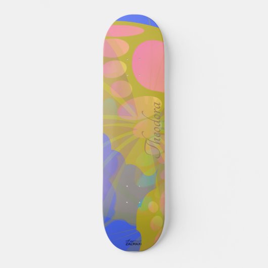 Chic Gold Butterfly Bleu Peach Skateboard (Vorderseite)