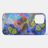 Chic Gold Butterfly Bleu Yellow Case-Mate iPhone Hülle (Rückseite (Horizontal))