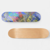 Chic Gold Butterfly Bleu Yellow Skateboard (Horizontal)