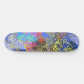 Chic Gold Butterfly Bleu Yellow Skateboard (Horizontal)