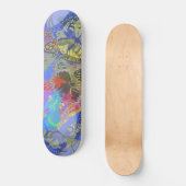 Chic Gold Butterfly Bleu Yellow Skateboard (Vorderseite)