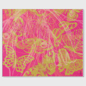 Chic Gold Butterfly Fuchsia Geschenkpapier (Flach)
