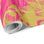 Chic Gold Butterfly Fuchsia Geschenkpapier (Rolleneckpunkt)