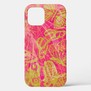 Chic Gold Butterfly Fuchsia Muster Case-Mate iPhone Hülle