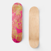 Chic Gold Butterfly Fuchsia Skateboard (Vorderseite)