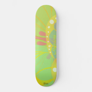 Chic Gold Butterfly Gelbes blaues Muster Skateboard