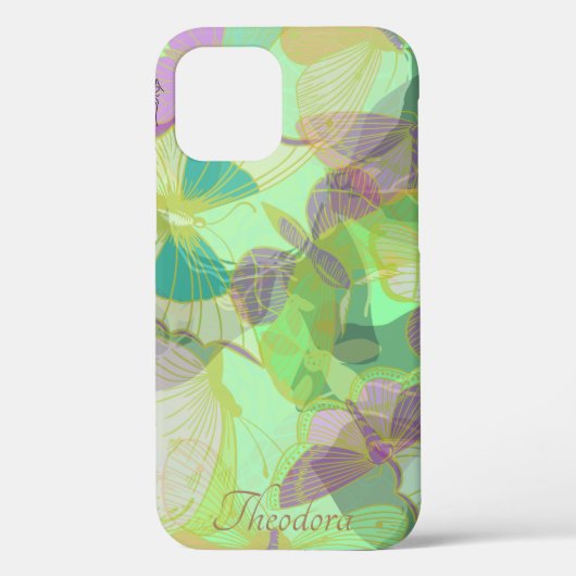 Chic Gold Butterfly Pistachio Violet Case-Mate iPhone Hülle (Rückseite)