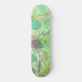 Chic Gold Butterfly Pistachio Violet Muster Skateboard