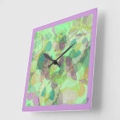 Chic Gold Butterfly Pistachio Violet Quadratische Wanduhr (Winkel)