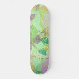 Chic Gold Butterfly Pistachio Violet Skateboard