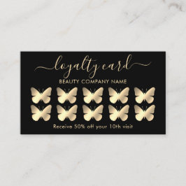 Chic Gold Butterfly Themed Loyalty Card Visitenkarte