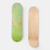 Chic Gold Butterfly Yellow Blue Skateboard (Vorderseite)