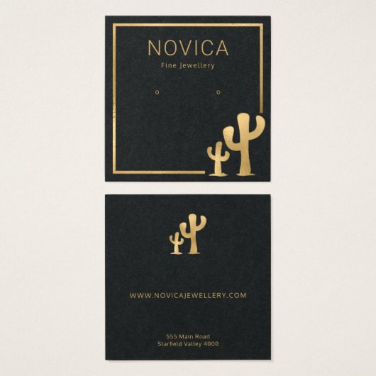 Chic Gold Cactus Earring Display Card (Vorne & Hinten)