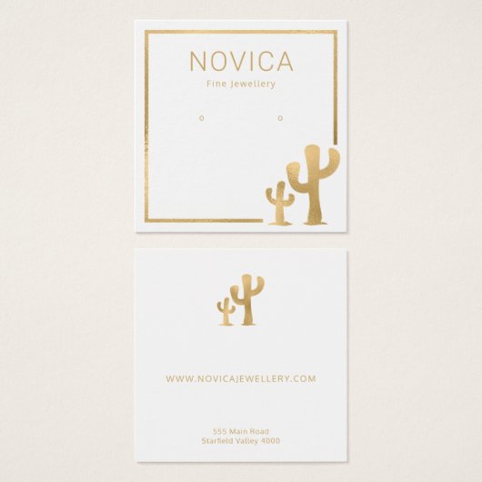 Chic Gold Cactus Earring Display Card (Vorne & Hinten)