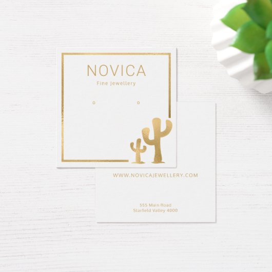 Chic Gold Cactus Earring Display Card (Schreibtisch)