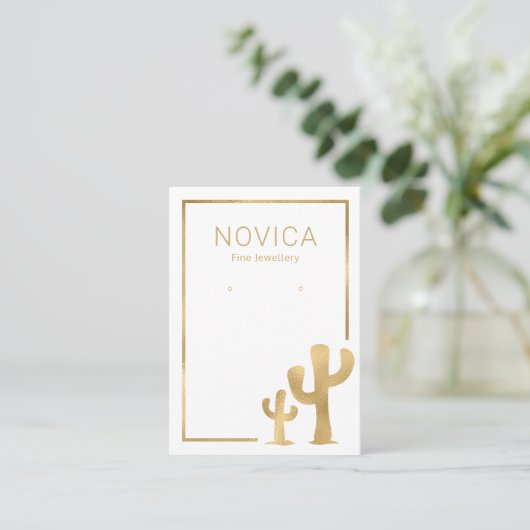 Chic Gold Cactus Earring Display Card Visitenkarte (Stehend Vorderseite)